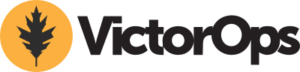 Logo for VictorOps, a DevOps incident management platform, featuring the company name in black text next to a yellow circle with a black leaf inside it.