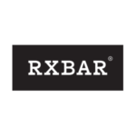 A black rectangular logo with bold white text reading "RXBAR" followed by a registered trademark symbol. The background is plain and the logo is centered.