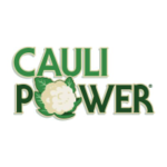 Logo with the word "CAULIPOWER" in bold green letters. A cauliflower graphic replaces the "O" in "POWER" and is surrounded by green leaves on a white background.