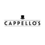 Black and white logo with the text "CAPPELLO'S" and an illustration of a top hat above the name. Simple and elegant design.