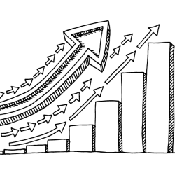 gfx-arrows Black and white sketch of a bar chart with five growing bars and multiple upward-pointing arrows. The largest arrow forms a thick line that trends upward, suggesting growth or progress.